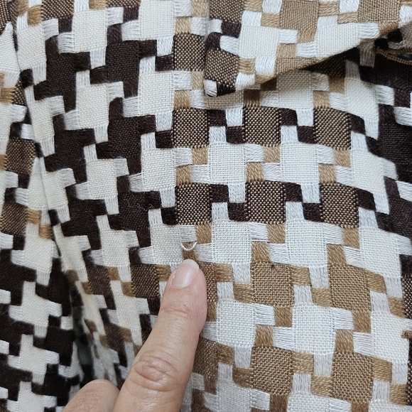 Worthington Vintage Cream Browns Houndstooth Tailored Mini Trench Coat Size 10 - Picture 9 of 9